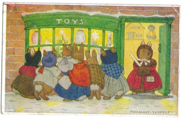 画像1: クリスマス　おもちゃ屋さん前に集まるうさぎさん M.Tempest (1)