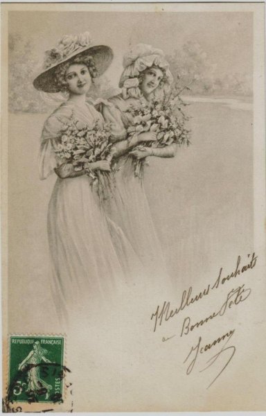 画像1: お花を抱く女性 (1)