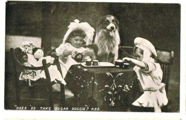 画像1: お人形さんと犬と一緒にティーパーティ (1)
