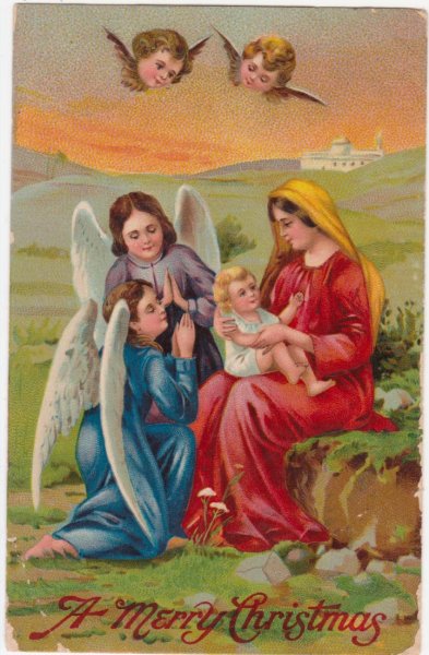 画像1: 聖母子を祝福する天使たち ▼SALE ¥500▼ (1)
