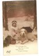 画像1: クリスマスカード　大きな犬と女の子 (1)