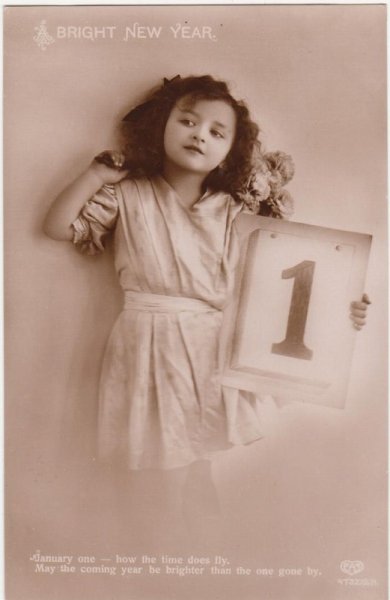 画像1: 新年を告げる女の子　ニューイヤーカード　年賀状 (1)