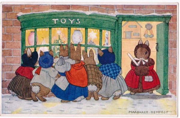 画像1: The Toy Shop クリスマス前のおもちゃ屋に集まったうさぎさん Margaret Tempest (1)