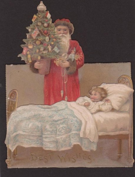 画像1: サンタさんと子ども　クリスマスグリーティングカード (1)