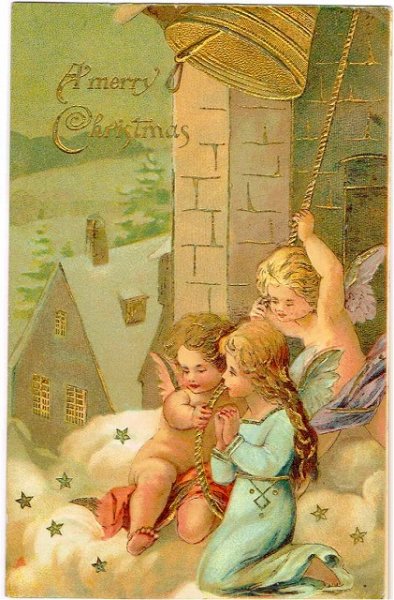 画像1: クリスマスカード　鐘をならす天使　1909年 (1)