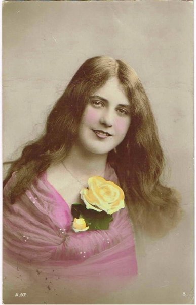 画像1: 薔薇のお花と長い髪の女性 (1)
