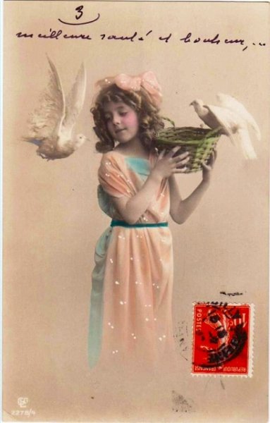 画像1: 美しい女の子と白鳩 (1)