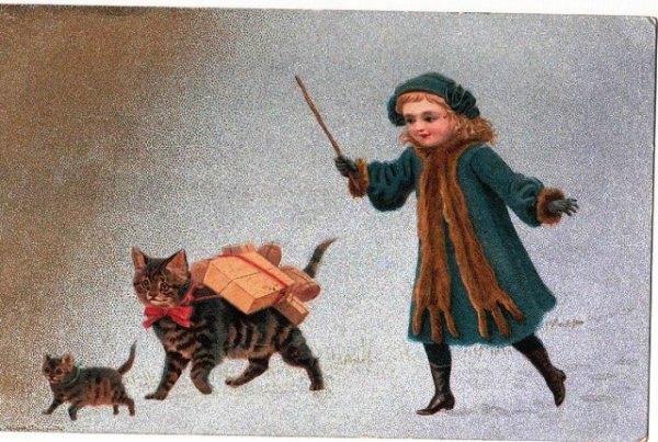 画像1: 荷物を運ぶ猫と女の子　Helena Maguire (1)