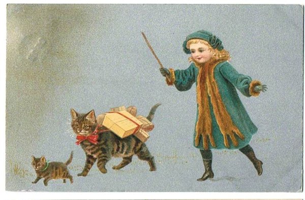 画像1: 荷物を運ぶ猫と女の子　Helena Maguire (1)