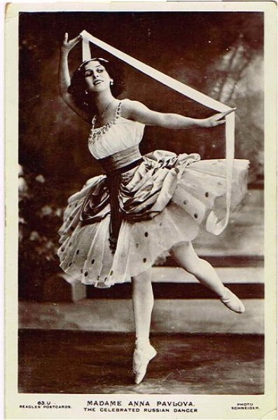 画像1: Postcard アンティークポストカード　バレリーナ　Anna Pavlova アンナ・パヴロワ 　La Fille mal gardée　（未使用） (1)