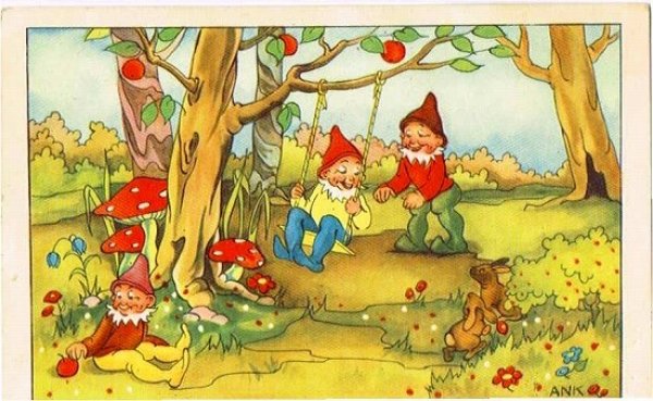 画像1: リンゴの木の下でブランコで遊ぶ妖精たち (1)