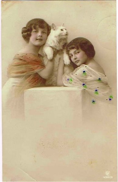 画像1: 可愛い女の子と白猫 (1)