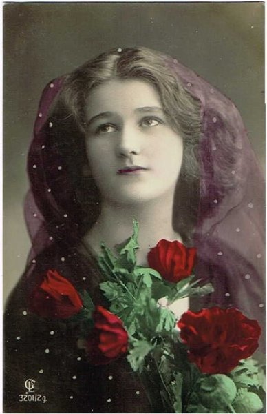 画像1: 薔薇のお花と女性 (1)