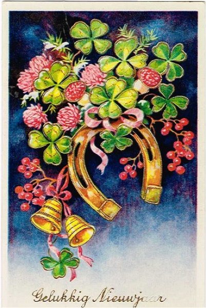 画像1: キノコと四つ葉クローバーのニューイヤーズカード　年賀状 (1)