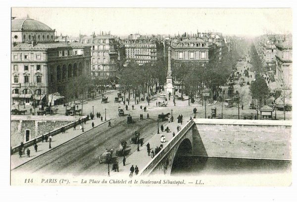 画像1: フランス　パリ　橋　La Place du Chatelet et le Boulevard Sebastopol   LL (1)