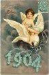 画像1: 1904年　年賀状　鳩に乗った天使　　Ellen Clapsaddle (1)