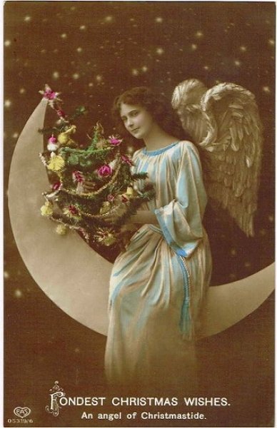 画像1: クリスマス　三日月と天使 (1)