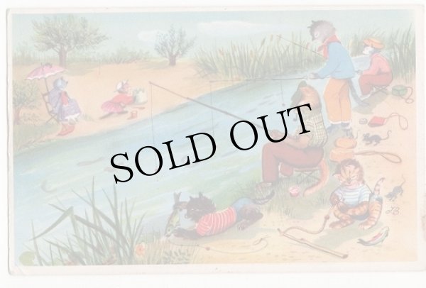 画像1: 魚釣りをする猫たち (1)