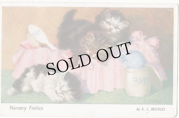 画像1: ベビーベッドと猫 E.L.Beckles (1)