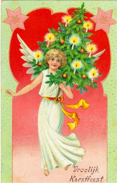 画像1: クリスマスカード　ツリーと天使 (1)