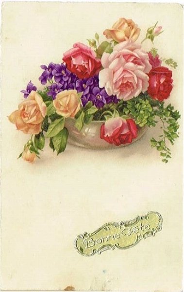 画像1: 薔薇とスミレのお花 (1)