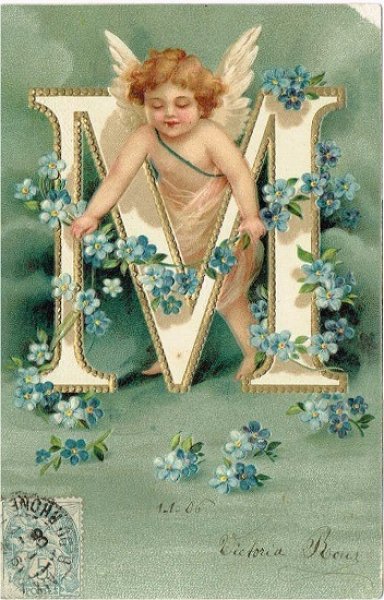 画像1: 天使のアルファベット「M」　Ellen Clapsaddle (1)