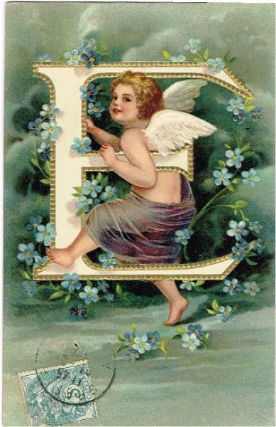 画像1: 天使のアルファベット「E」　Ellen Clapsaddle (1)