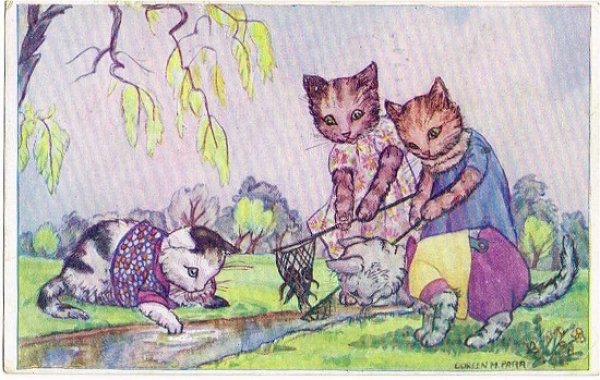 画像1: 魚捕りをする猫たち　 Dorren Parr (1)