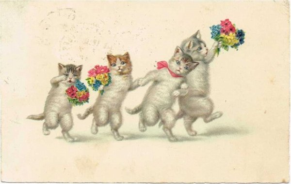 画像1: みんなでダンス　猫　W.Fialkowska  (1)