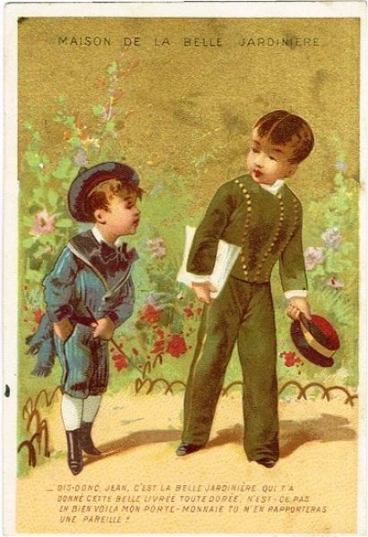 画像1: トレードカード　少年と制服を着た男性 (1)