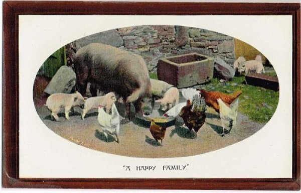 画像1: Happy Family 豚さんとニワトリさんの家族 （未使用） (1)
