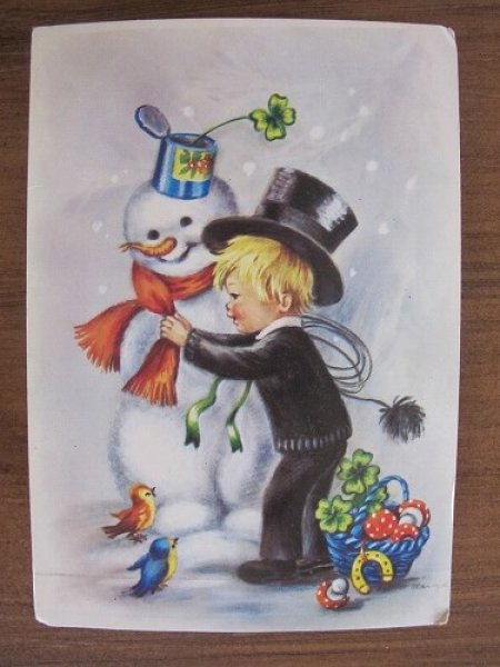 画像1: 煙突掃除夫さんと雪だるま (1)