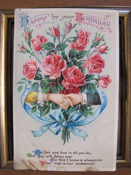 画像1: 握手する手と薔薇のお花  1914年 (1)