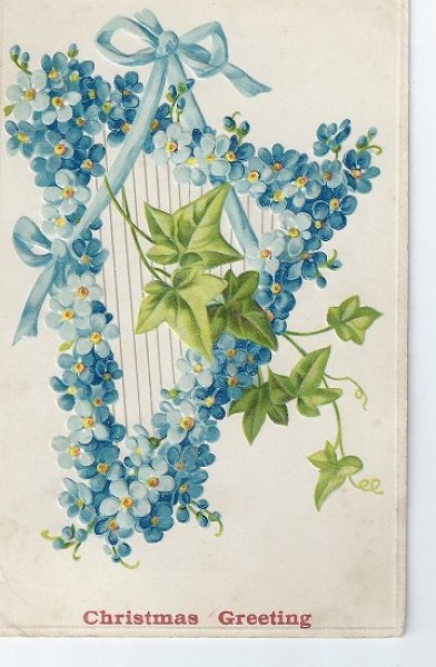 画像2: 忘れな草のお花のハープ 1910年 (2)