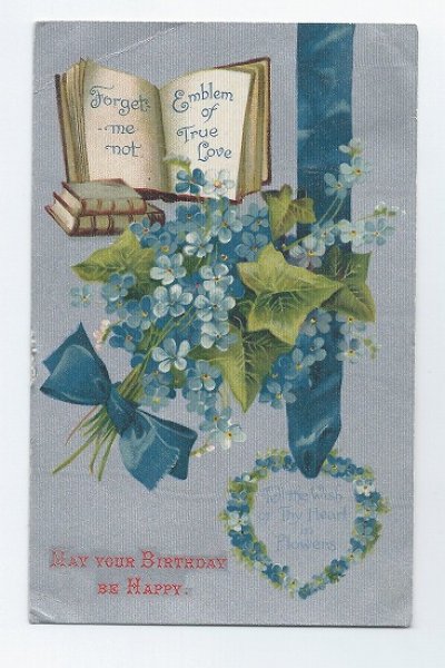 画像1: 忘れな草のお花と本　1908年 (1)