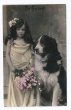 画像1: イギリス　女の子と大きな犬　1909年 (1)