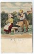 画像1: 豚さんと老夫婦 1915年消印 (1)