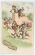 画像1: 薔薇のお花を持って楽しそうに歩く猫　W.Fialkowska (1)