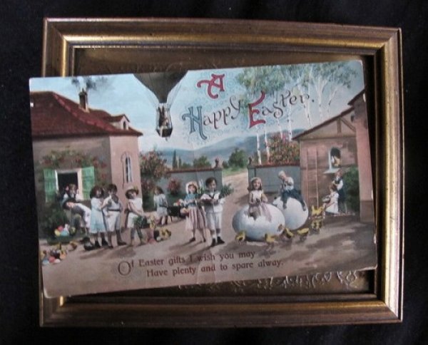 画像2: イースター 大きな卵とヒヨコと子ども達 気球に乗ったウサギさんも! (2)