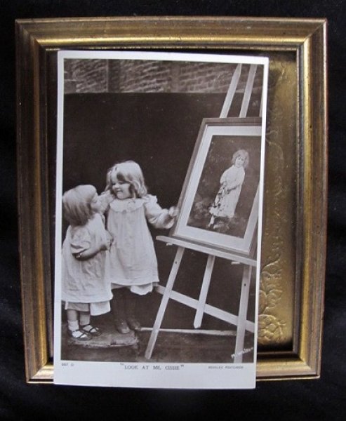 画像2: 2人の小さな女の子と絵 1910年頃 未使用 (2)