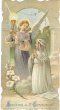 画像1: Vintage mini card  ミニカード　初聖体の女の子を祝福する天使 1919年　フランス (1)
