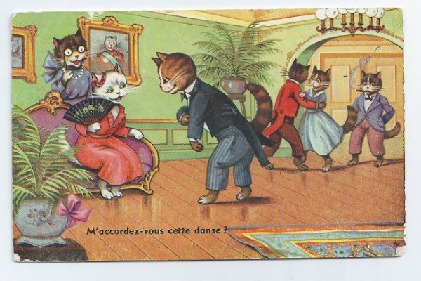 画像1: フランス　ダンスへのお誘い　猫　 (1)