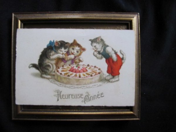 画像2: フランス 大きなケーキと3匹の猫 1935年 (2)