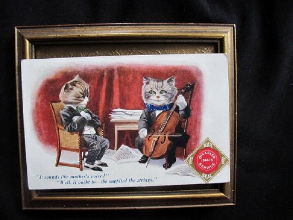 画像2: イギリス ヴァイオリンを弾く猫の紳士 1917年 (2)