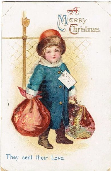 画像1: クリスマス　お出かけする子ども　Ellen Clapsaddle 1914年 (1)
