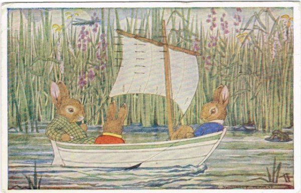 画像1: ウサギさんのボート遊び　Margaret Tempest　1953年 (1)