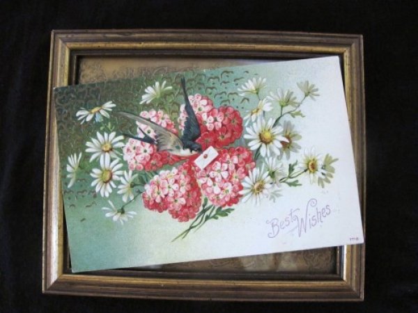 画像2: マーガレットのお花と手紙を運ぶツバメ 1910年 (2)