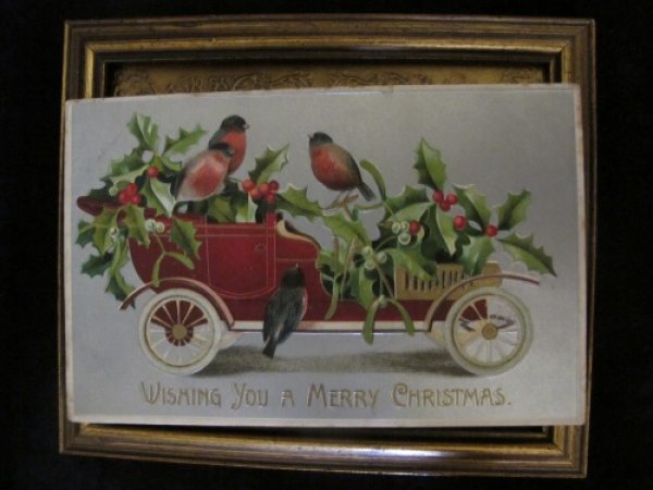 画像2: クリスマス　車とロビン　小鳥 1913年 (2)