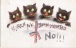 画像1: イギリス　Good Luck Cat　歌う4匹の黒猫 1910年代 (1)