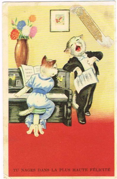 画像1: ピアノを弾く猫と歌う猫 (1)